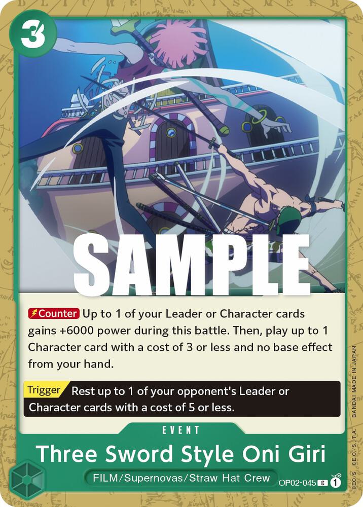 Three Sword Style Oni Giri OP02-045 Common Paramount War NM