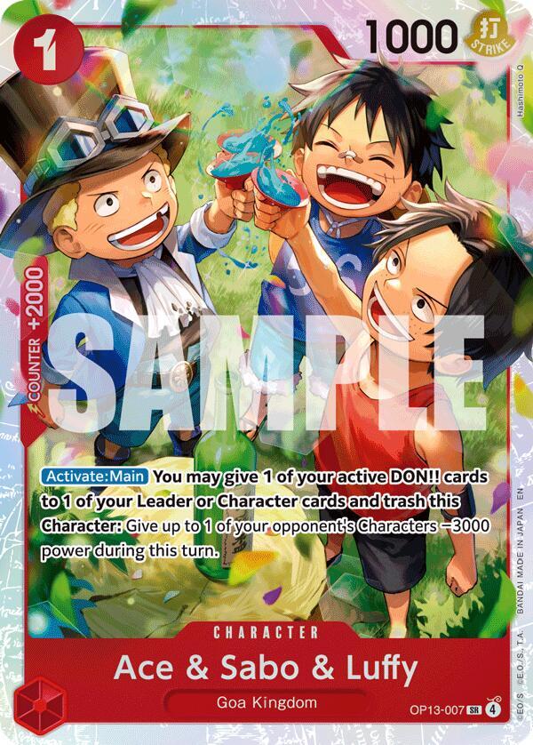 Ace & Sabo & Luffy OP13-007 Super Rare Carrying On His Will NM