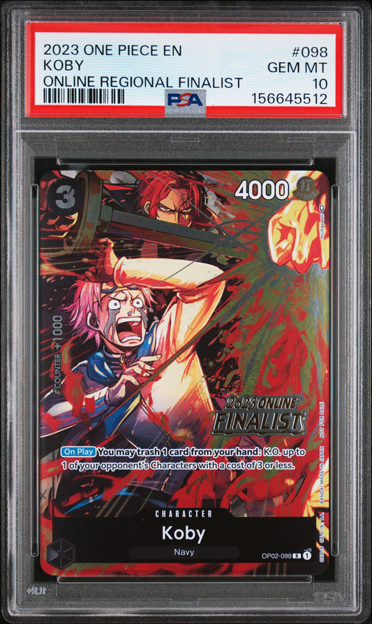 2023 ONE PIECE PROMOS 098 KOBY ONLINE REGIONAL FINALIST PSA 10
