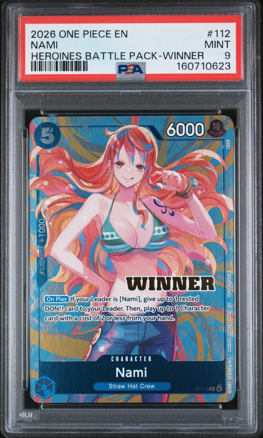 2026 ONE PIECE HEROINES BATTLE PACK 112 NAMI WINNER PSA 9