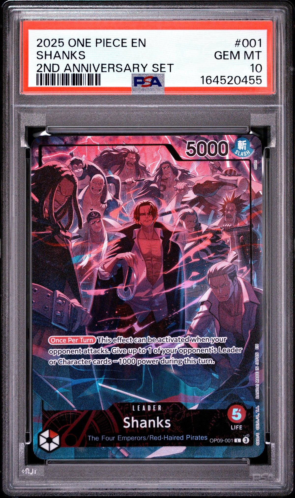 2025 ONE PIECE ENGLISH VERSION 2ND ANNIVERSARY SET 001 SHANKS PSA 10