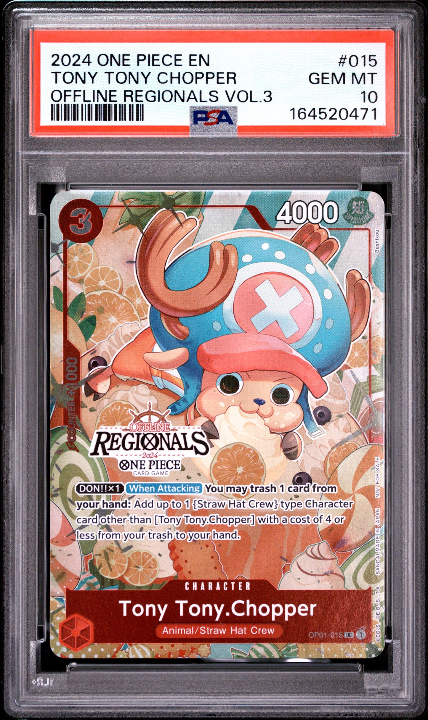 2024 ONE PIECE OFFLINE REGIONALS PACK 2024 VOL.3 015 TONY TONY CHOPPER PSA 10