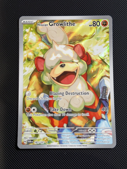 Pokemon Hisuian Growlithe 181/167 Twilight Masquerade Illustration Rare