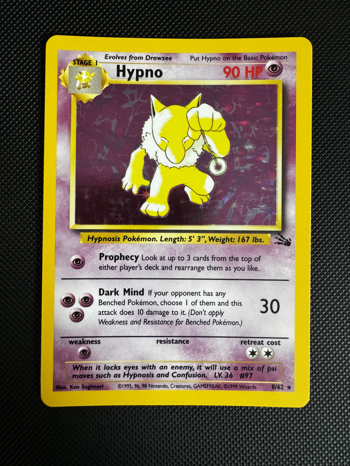 Pokemon Hypno Fossil 8/62 Holo Unlimited Holo Rare