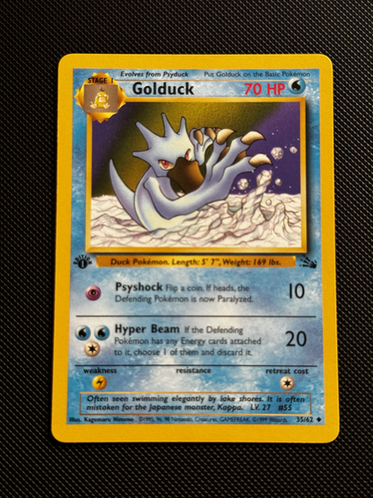 Pokemon Golduck Fossil 35/62 Regular 1st Edition Uncommon