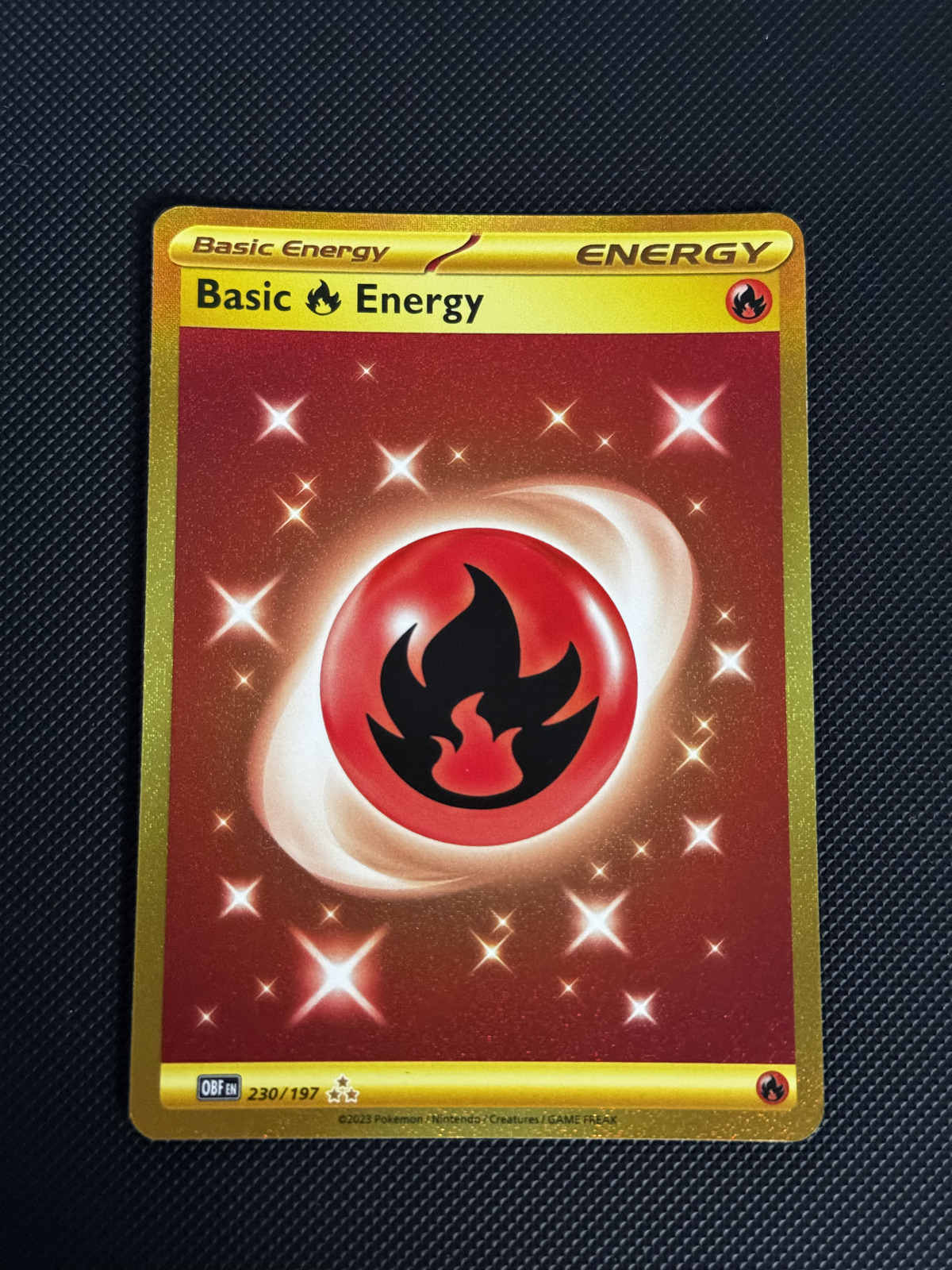 Pokemon Gold Fire Energy Sv03 Obsidian Flames 230/197 Holo Hyper Rare