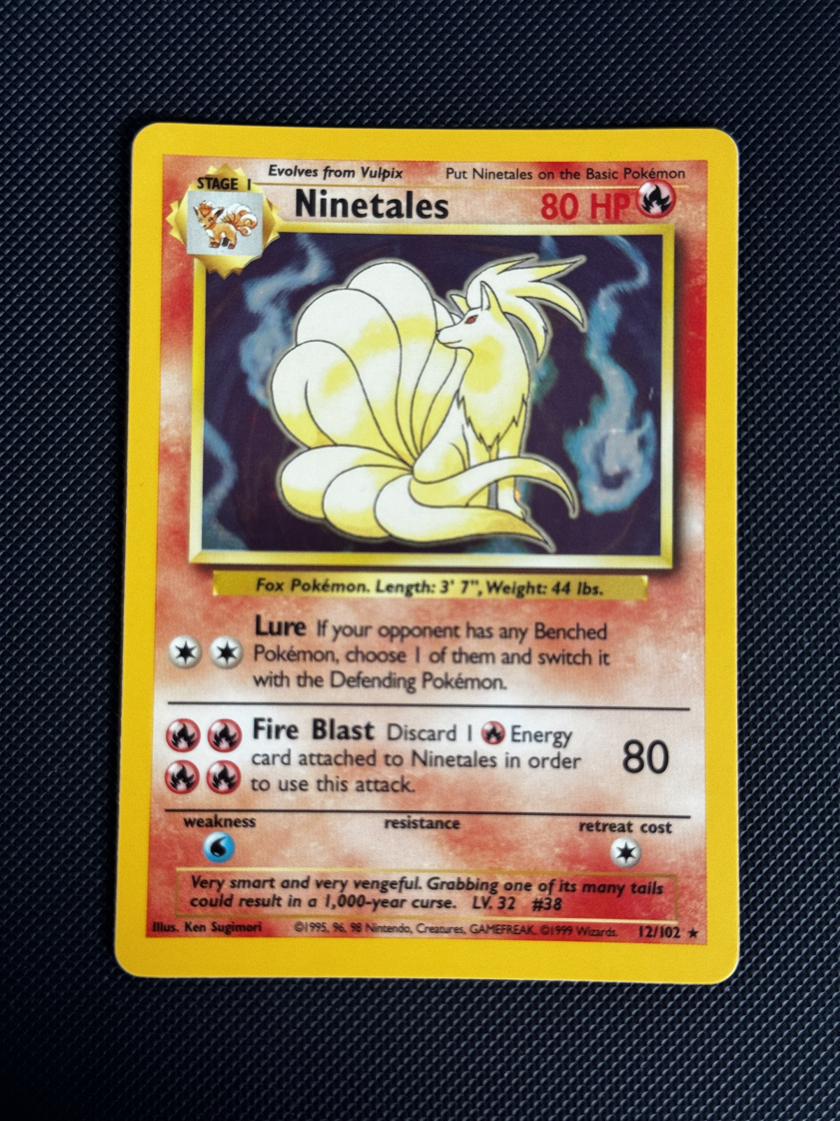 Pokemon Ninetales Base Set 12/102 Holo Unlimited Holo Rare