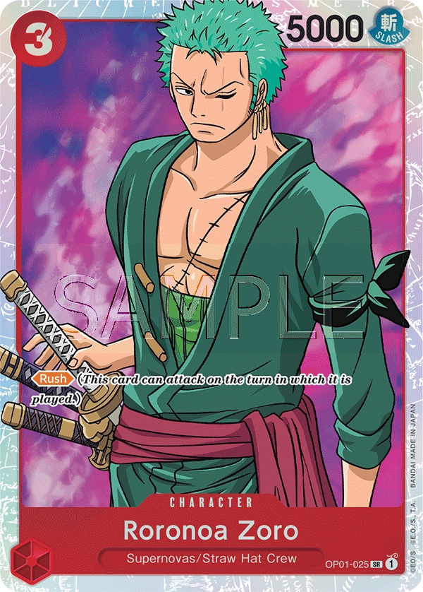 Roronoa Zoro OP01-025 SR Romance Dawn One Piece Card