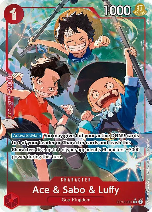 Ace & Sabo & Luffy (Alternate Art) OP13-007 Super Rare Carrying On His Will NM