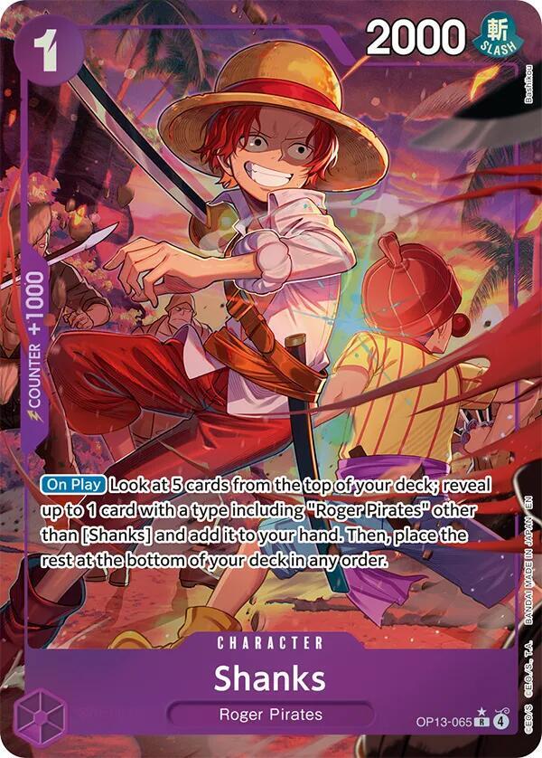 Shanks (065) (Alternate Art) OP13-065 Rare Carrying On His Will NM