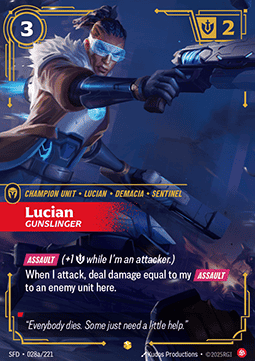 Lucian, Gunslinger SFD-028a Showcase Spiritforged NM - Grand Line Collectibles