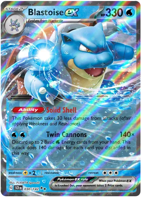 Blastoise EX 030/142 Double Rare Pokemon Scarlet & Violet Stellar Crown