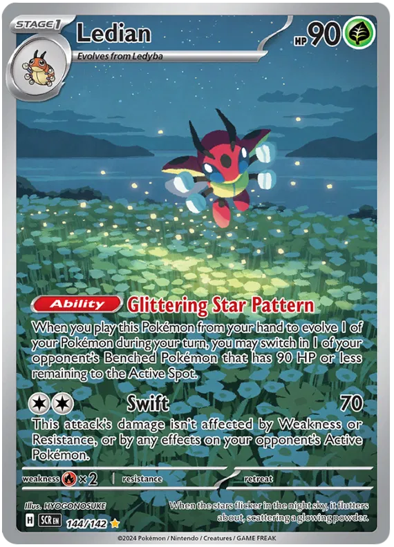 Ledian 144/142 Illustration Rare Pokemon Scarlet & Violet Stellar Crown