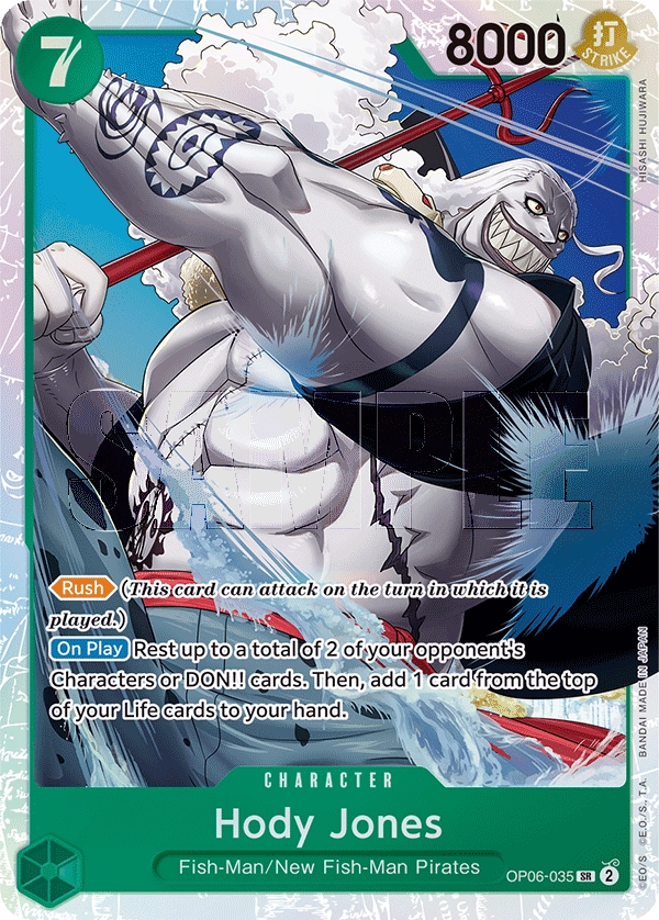 Hody Jones OP06-035 SR Wings Of The Captain One Piece Card