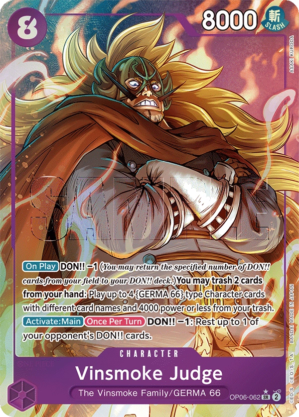 Vinsmoke Judge OP06-062 SR Parallel Wings Of The Captain One Piece Card