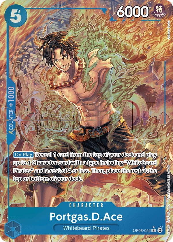 Portgas D Ace OP08-052 Parallel R Two Legends One Piece Card