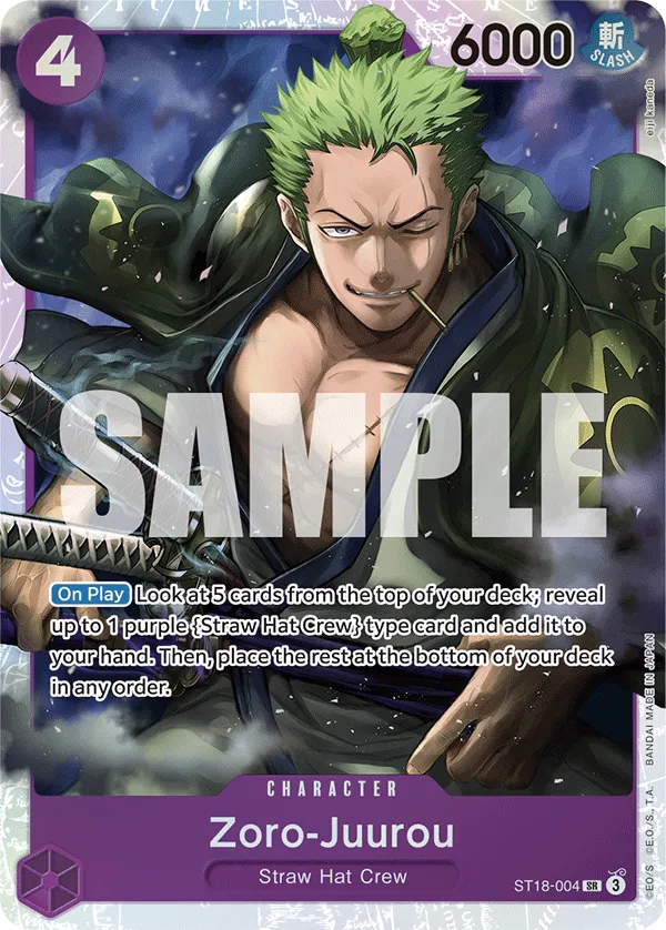 Zoro-Juurou ST18-004 SR Purple Luffy ST18 One Piece Card