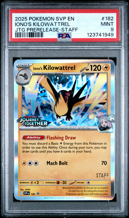 Iono's Kilowattrel 182/159 Journey Together Prerelease-staff Pokemon PSA 9