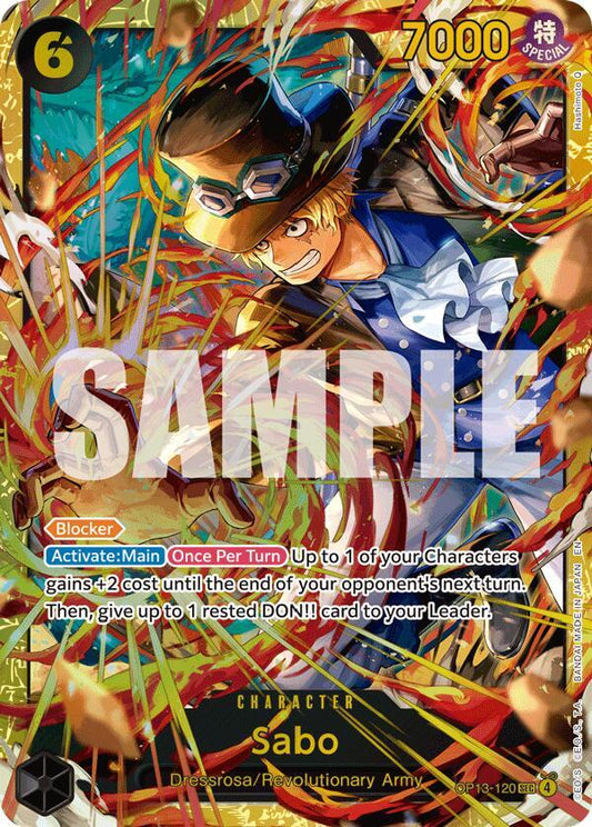 Sabo (120) OP13-120 Secret Rare Carrying On His Will One Piece Foil NM