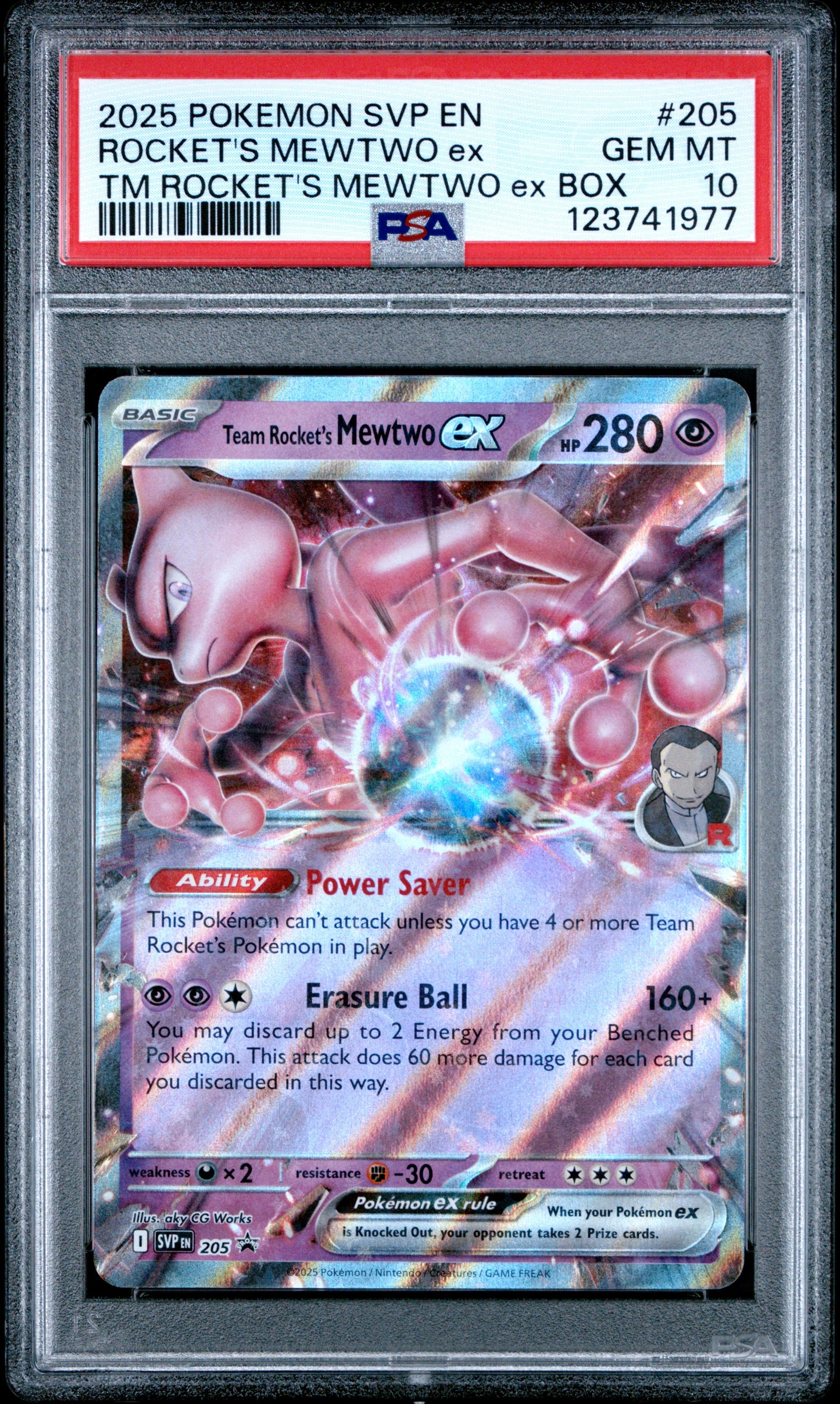 Team Rocket's Mewtwo EX 205/82 Box Svp En-sv Black Star Promo Pokemon PSA 10